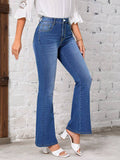 Women's Fashionable Stretch, Floral Embroidered Flared Jeans