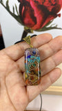 Retro Reiki Healing Energy Crystal Pendant of Natural Stone for Yoga Meditation, Spiritual 7 Chakra Jewelry Necklace Amulet