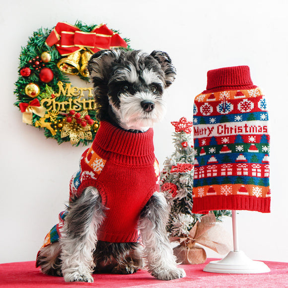 Autumn and Winter Christmas Sweater, Turtleneck 2-leg Dog Clothes