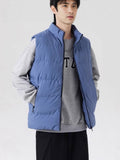 Stand Collar Slim-fit Zipper Cardigan, Casual Winter Thickened Vest Jacket, Cotton Waistcoat
