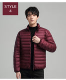 Plus-size Men's Solid Color, Simple Stand-up Collar, Slim-fit Warm Cotton Puffer Jacket