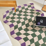 Living Room Coffee Table Checkerboard Carpet, Modern Light Luxury Household Cashmere-like Floor Mat