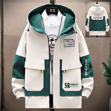 Color Matching Overalls, Spring and Autumn Hooded Jacket