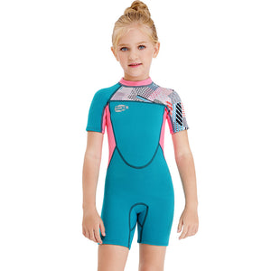 Girls' Snorkeling, Surfing, Sunscreen Cold-proof Autumn and Winter Short-Sleeved Swimwear