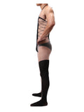 Men’s Sheer Jacquard Bodysuit – Silky Transparent One-piece Stockings