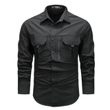 Men’s Retro Workwear Long-sleeve Casual Overshirt for Spring