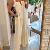 Spring and Summer Solid Color Wide Leg Jumpsuit for Women