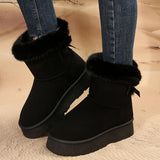 Bow-knot Snow Winter Plus Velvet Warm Thick-soled Ankle Boots for Women, Simple Daily Leisure Cotton Shoes