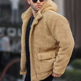Autumn and Winter Men's Hooded Solid Color Coat, Polar Fleece European and American Leisure Trendy Cardigan
