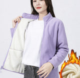 Women's Autumn and Winter Lamb Wool, Stand Up Collar Cardigan Sweatshirt