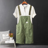 Men’s Retro Cargo Suspender Jumpsuit – Casual Straight Fit Korean Style Overalls