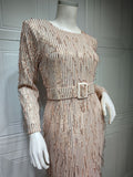 Sequin Tassels, Slim-fit Muslim Dress