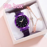 Luxury Women's Watches Bracelet Set, Elegant Magnet Buckle Ladies' Starry Sky Relogio Clocks