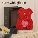 Valentine's Day Gift Rose Bear, Eternal Flower Rose Teddy Bear, PE Foam Toy for New Year's Eve