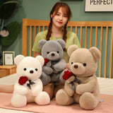 Lovely Hug Roses Teddy Bear Plush Pillow Stuffed Soft Animal Dolls, Nice Birthday Gifts for Girlfriends, Valentine's Day