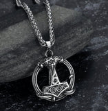 Vintage Nordic Rune Necklaces for Men, Stainless Steel Norse Runes Viking Pagan Elder Futhark Pendant, Amulet Fashion Jewelry