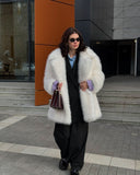 Women’s Faux Fur Thick Winter Coat – Elegant Warm Long Jacket