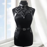 Women's Faux Leather Body Belly Band, Shoulder Wearing Ring, Horse Harness for Dancing Fetish Cosplay