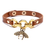 Personality New Chain, Small Bee PU Leather Pearl Bracelet