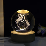 Creative 3D Laser Carved Crystal Ball, Bedroom Small Night Lamp