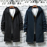 Solid Color Mid Length, Autumn Hooded Jacket Coat