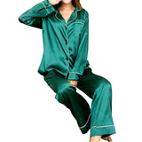 Women's Ice Silk Long Sleeve Home Pajama Set