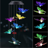 Outdoor Solar Wind Chime Lamp Hummingbird Butterfly Ball Garden Decoration