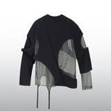 Diaper Hollow Structure Mesh Splicing Long Sleeved Premium T-shirt