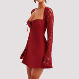 Fashionable Lace Corset, Long Sleeve Dress, Y2K Short Frock