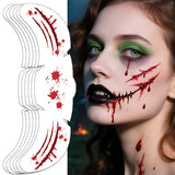 Halloween Face Tattoo Stickers – Waterproof Temporary Horror Makeup Tattoos for Men & Women