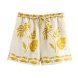 Loose Printed Long Shirt, Elastic Waist Shorts + Shirt Suit