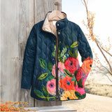 Standing Collar, Autumn and Winter Women's Gradient Cotton-padded Buttoned Sweater