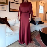 Sleek Solid Color Satin Dress with Smooth Lines