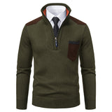 Men’s Half-zipper Stand Collar Sweater – Thick Knit Pullover for Cold Weather