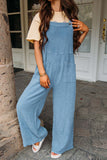 Fashion Square Neck Jumpsuit with Pockets, Spring Summer Casual Solid Color Loose Overalls