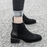 Retro Square Heel Pointed Toe Ankle Boots, Fashion Versatile Chelsea Women's Shoes