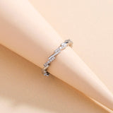 Simple Irregular Micro-inlaid Cross-wave Zircon Index Finger Ring, Jewelry for Girls