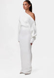 INS Sexy Off-shoulder Slim Fit Knit Long Sleeve Bodycon Maxi Dress