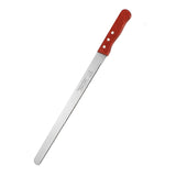 Stainless Steel Bread Knife with Red Wooden Handle – Fine-tooth Serrated Cake & Toast Slicer