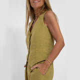 Summer Vest Suits, V-neck Bottom Sleeveless Top and Loose Straight Trousers, Casual Women's Clothing