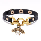 Personality New Chain, Small Bee PU Leather Pearl Bracelet
