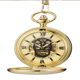 Skull Hollow Flip Retro Mechanical Pocket Watch