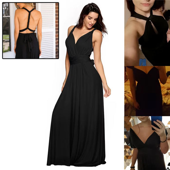 Long Party Gown, Club Floor-length Summer Backless Maxi Dress, Multiway Bridesmaids Boho Women's Vestidos