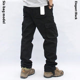 Multi-pocket Workwear Casual Trousers, Straight Men's Regular Fit Pants