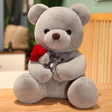 Lovely Hug Roses Teddy Bear Plush Pillow Stuffed Soft Animal Dolls, Nice Birthday Gifts for Girlfriends, Valentine's Day