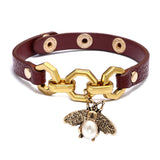 Personality New Chain, Small Bee PU Leather Pearl Bracelet