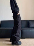Retro Multi-pocket Cargo Pants, Men's Straight Casual Paratrooper Trousers