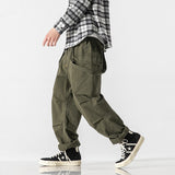 Men’s Washed Retro Cargo Suspender Overalls – Solid Color Casual Utility Pants