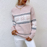 Women’s Winter Snowflake Knit Sweater – Half Turtleneck Christmas Pullover