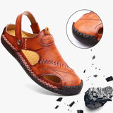 Men's Closed Toe Sandals, Summer Adjustable Slides Slippers, Fashion Beach Shoes